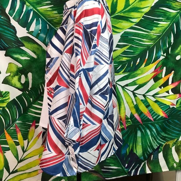 Nwd $68 Alfred Dunner Women's 12 Nautical Patriotic Layered Necklace Blouse Top - Picture 4 of 8